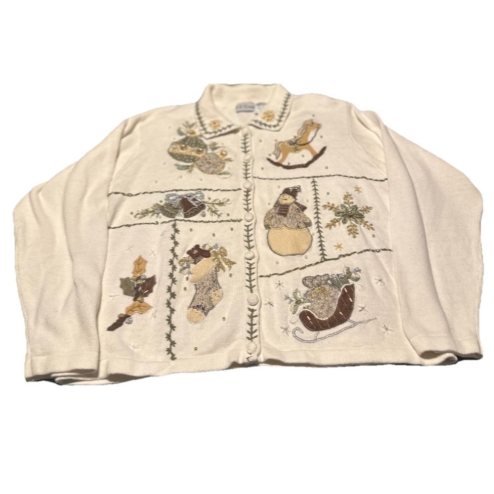 VTG B.P. Design Holiday Ugly Christmas Sweater button up size xl